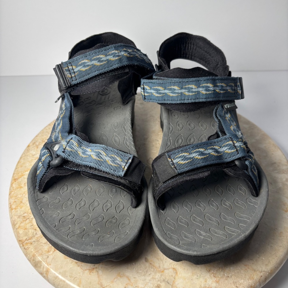 Teva Womens Sz 7 Stratum Sport Sandals Blue Gray Geometric‎ Strap Hiking Outdoor